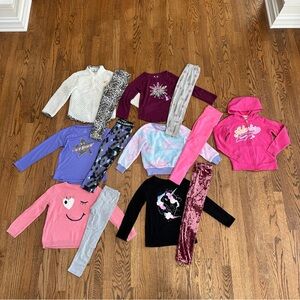 SOLD - Size 6 Bundle of Six Girls Outfits (6 tops/6 bottoms) & Zip Up Sweatshirt